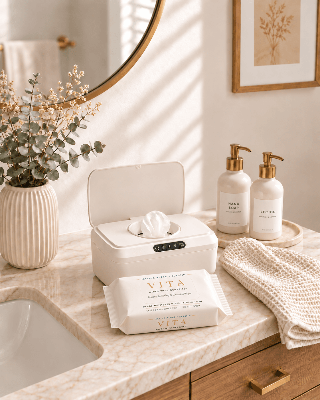 VITA™ Smart Dispenser on a bathroom counter